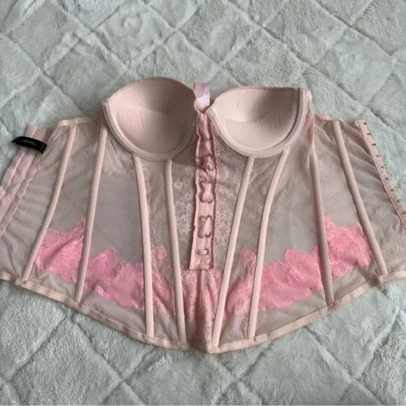 Victoria's SecretPink Front Lace Up Lace Bustier CorsetSize 34B